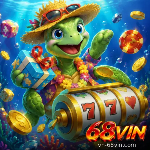 Hình ảnh game 68VIN với nhân vật rùa và máy quay 777